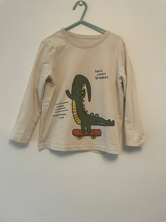 5-6y: Crocodile Long Sleeved Top