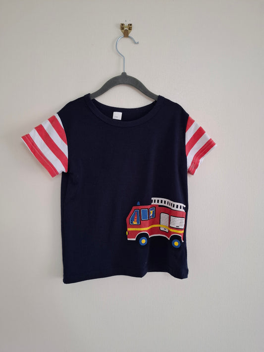 5y: Navy Fire Engine T-shirt