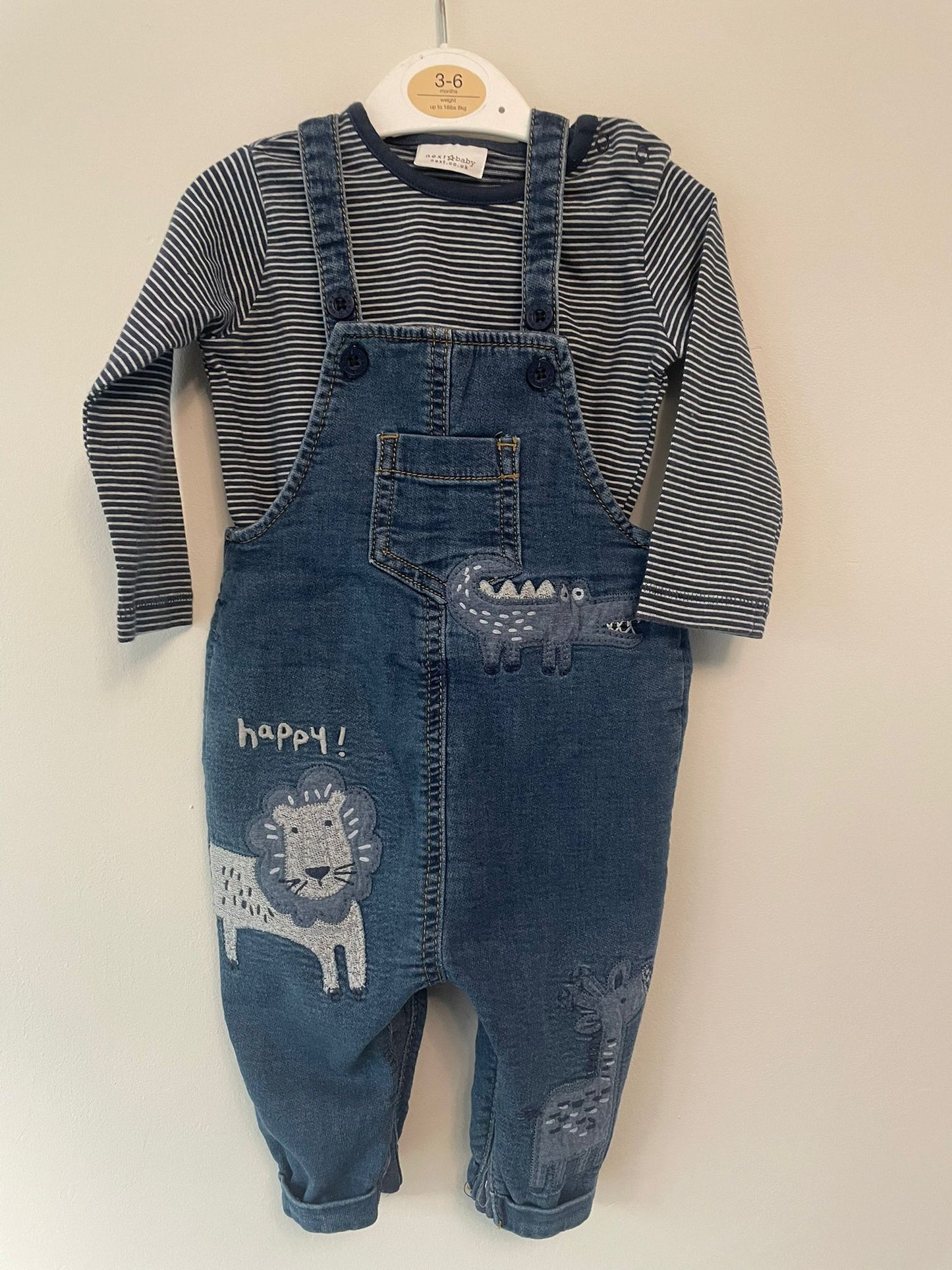 3-6m: Next Soft Dungeree Set