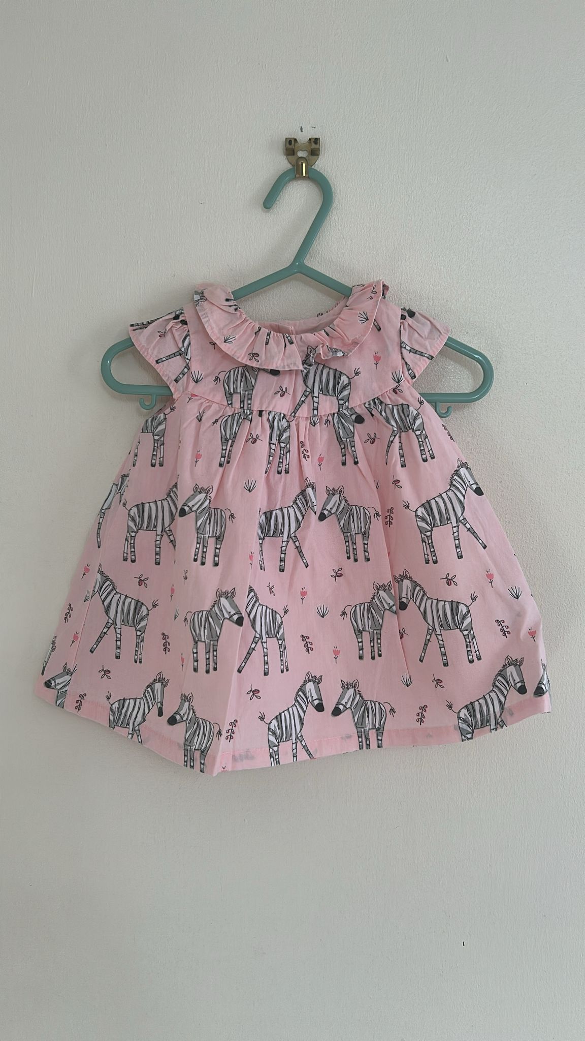 3-6m: Cotton Zebra Dress & Matching Knickers
