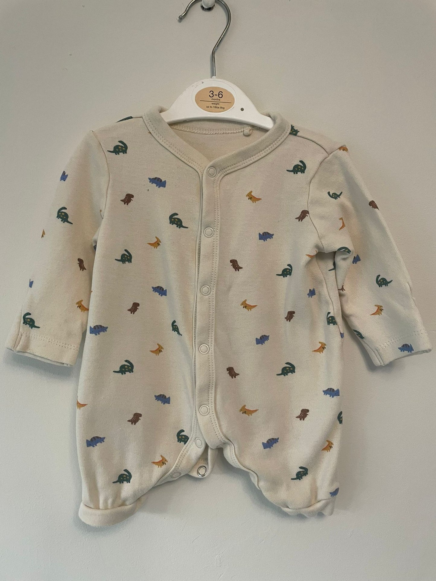 0-3m: Footless Dino Sleepsuit