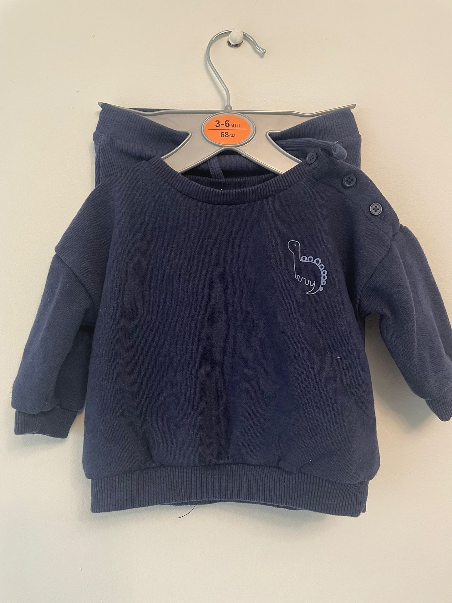 0-3m: Navy Dino Jogger Set