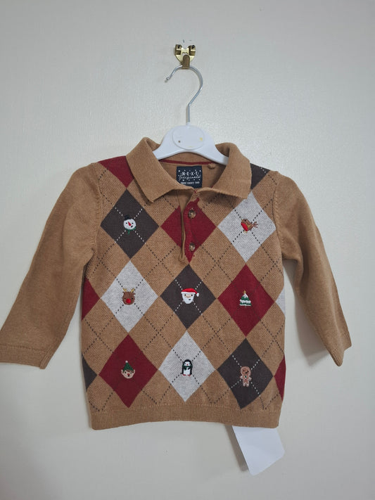 12-18m: Next Embroidered Knitted Shirt