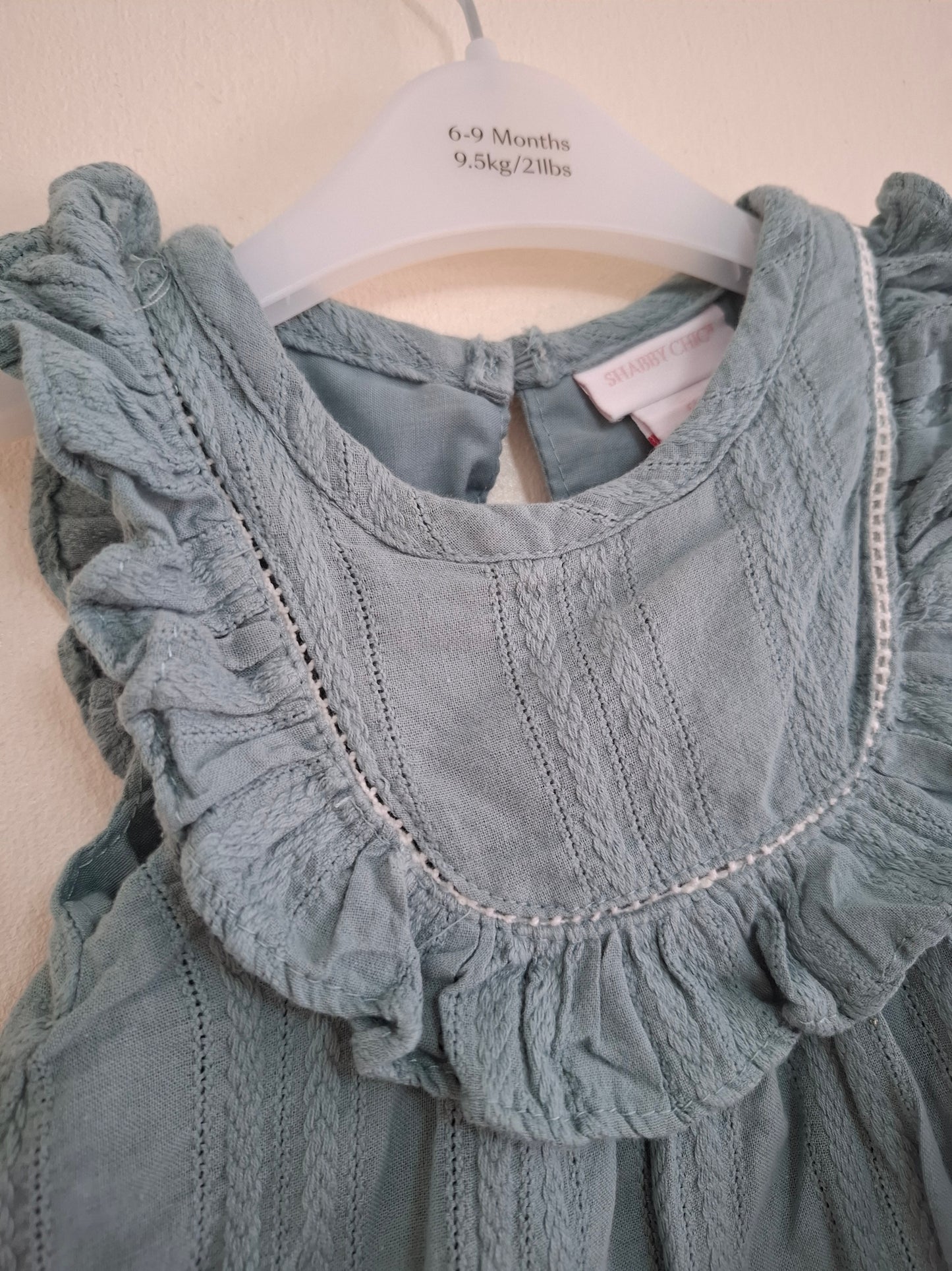 3-6m: Shabby Chick Sage Green Cotton Dress