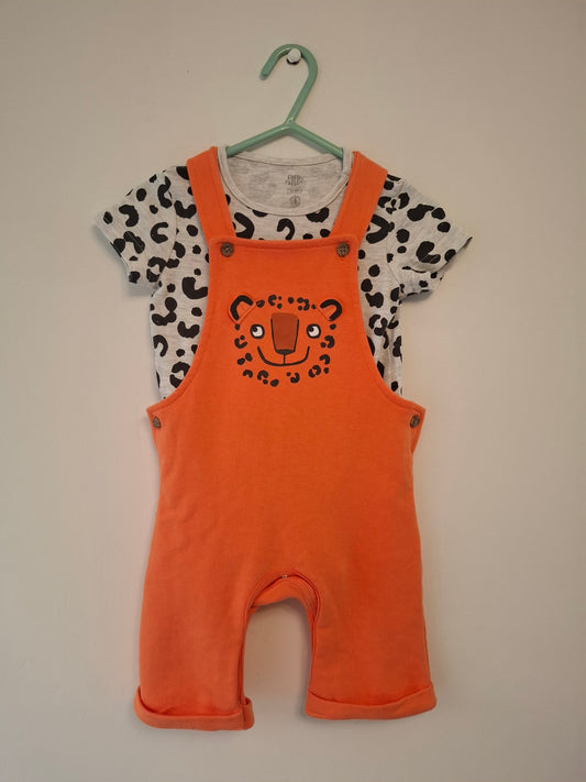 12-18m: Leopard Dungaree Set