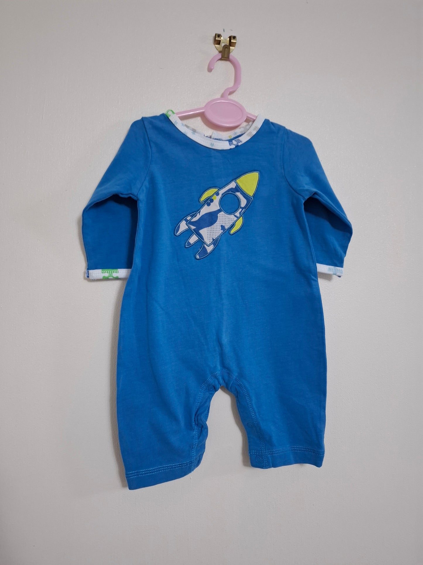 0-3m: Mamas & Papas Footless Rocket Sleepsuit