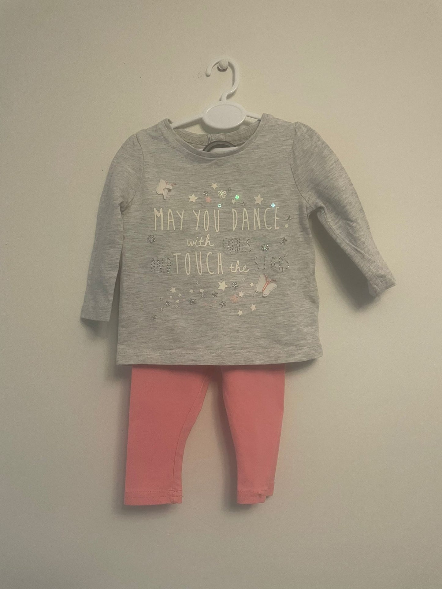 3-6m: "May you Dance With Fairies and Touch the Stars" Legging Set