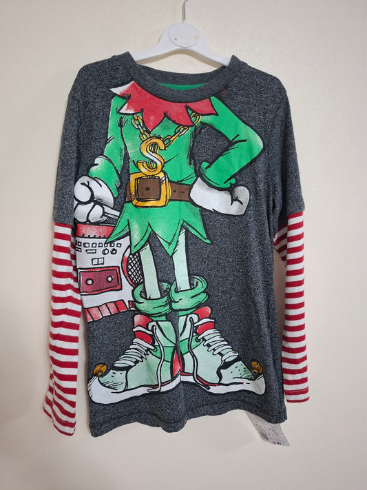 8-9y: Jingly Elf Long Sleeved Top