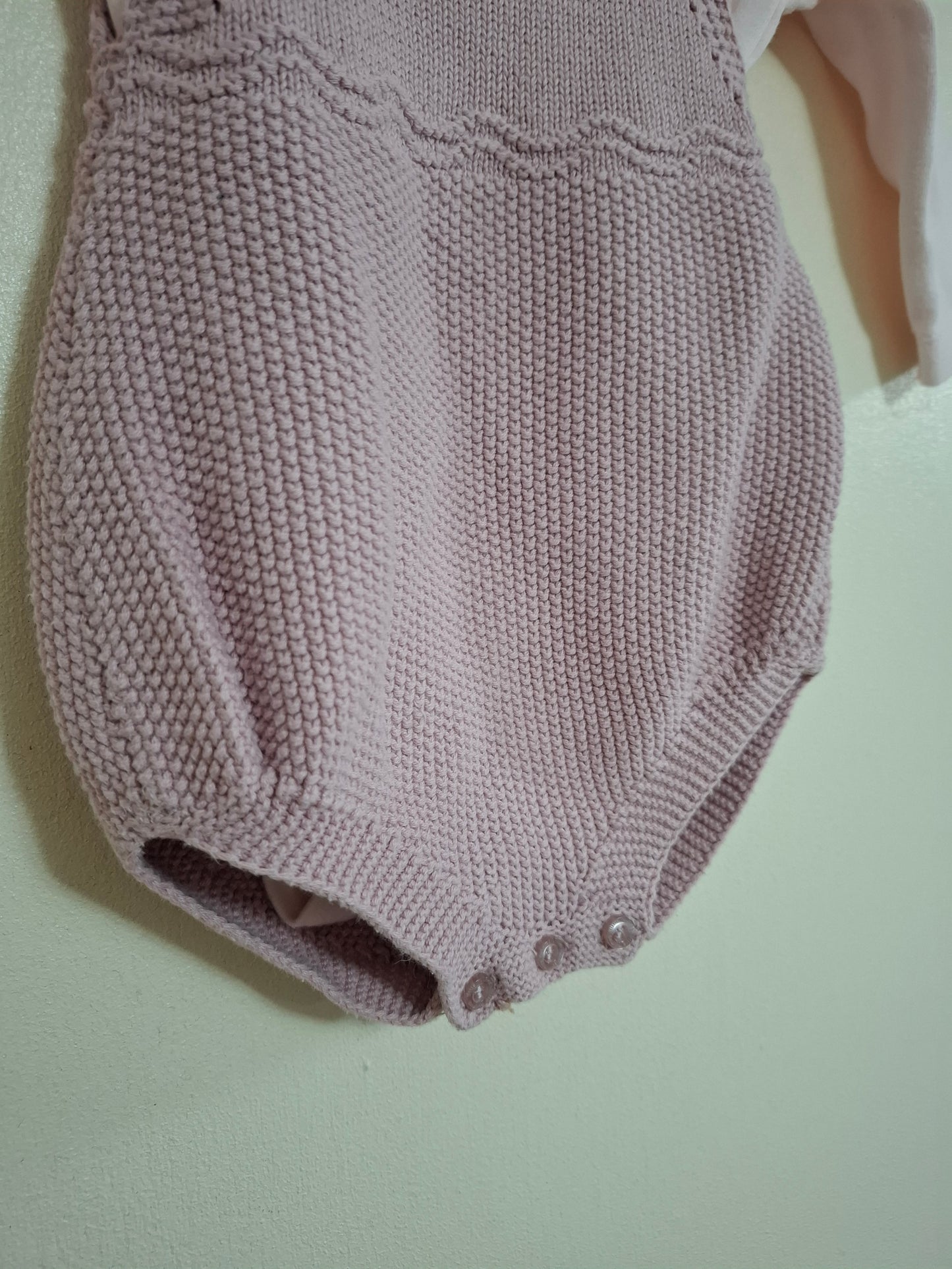 3-6m: Knitted Romper and matching Laced Vest