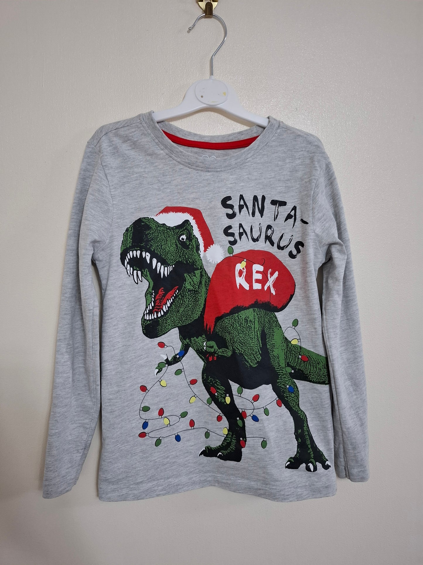7-8y: "Santa-saurus Rex" Long Sleeved Top