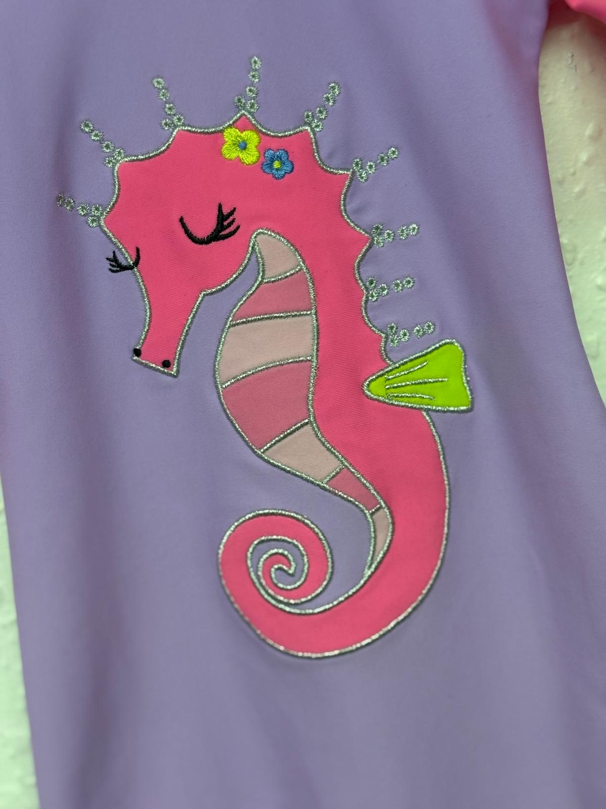 3-6m: Colourful Seahorse All-in-one Swimsuit