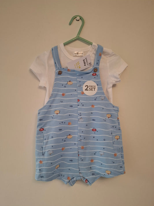 12-18m: BNWT Fabric Dungaree Set
