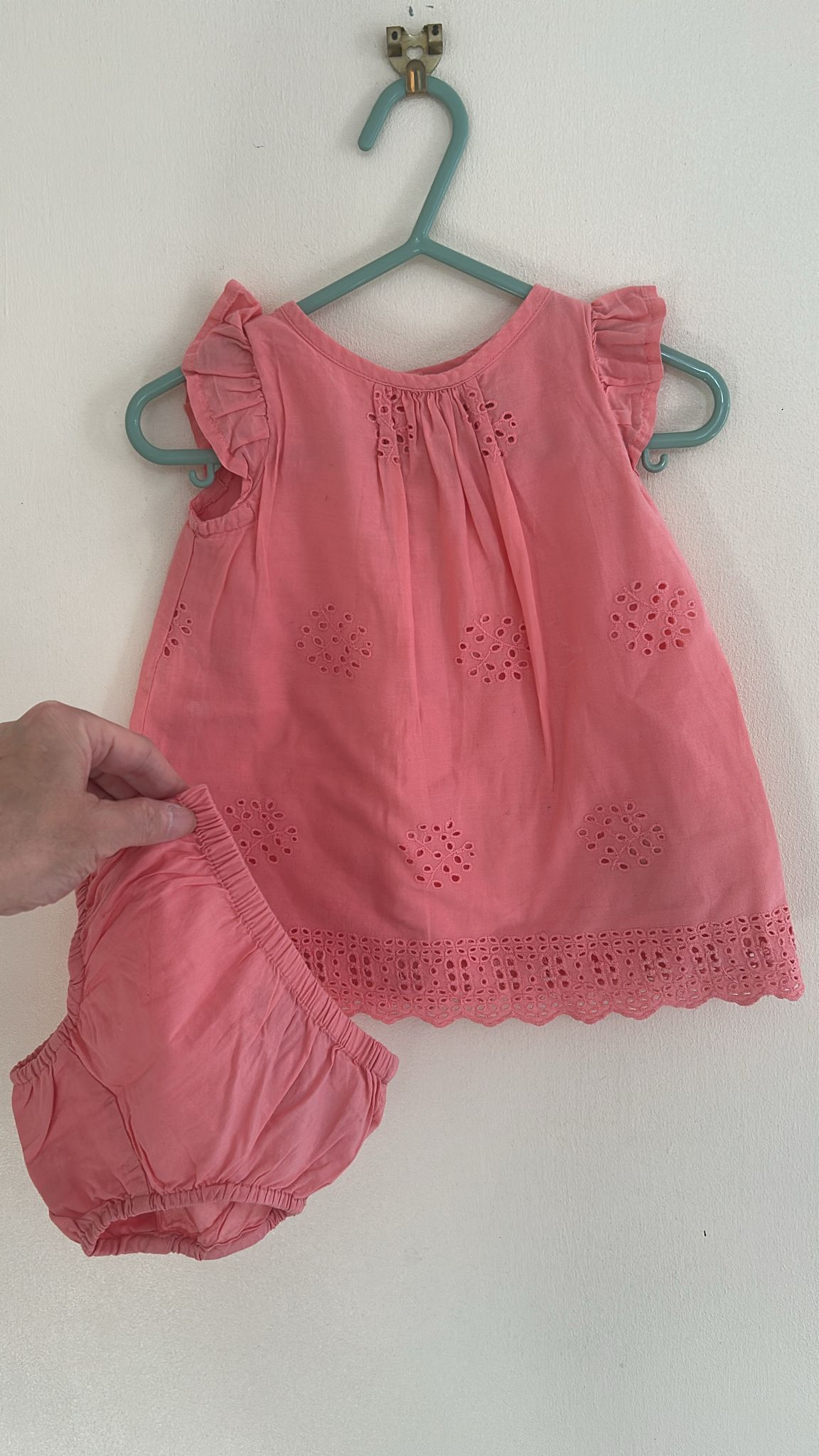 3-6m: BabyGap Coral Cotton Dress & Matching Knickers