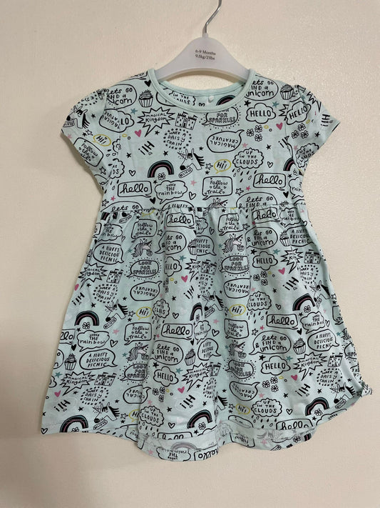 2-3y: Cartoon Style Cotton Dress