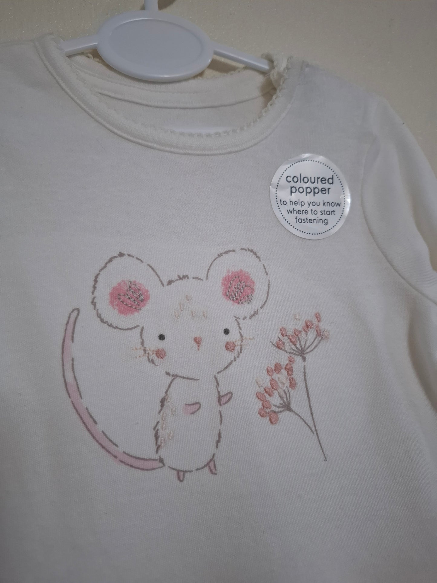 0-3m: Embroidered mouse sleepsuit with sparkly tutu (never worn)