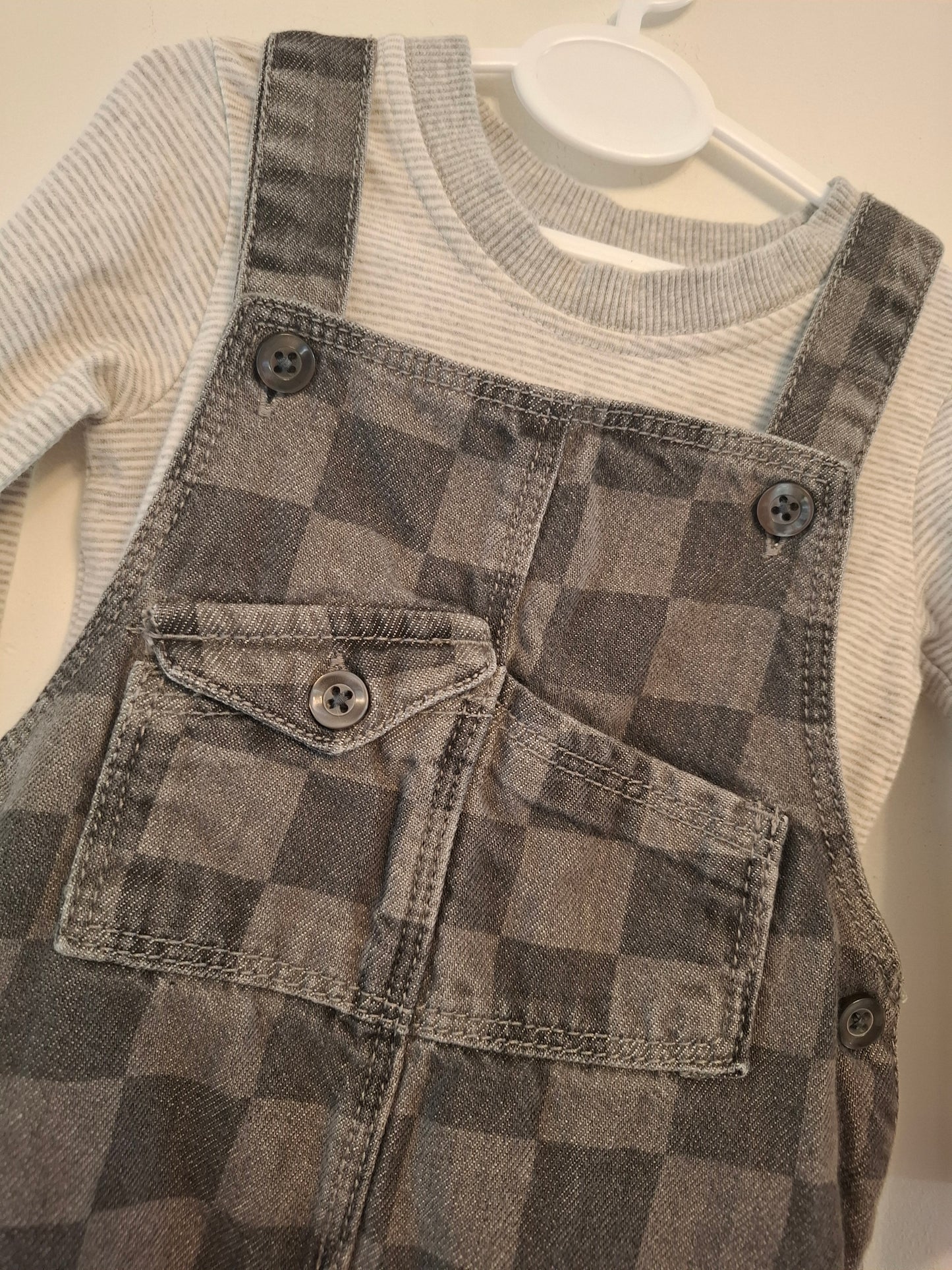 3-6m: Next Soft Denim Dungaree Set