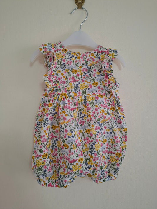 0-3m: Floral Cotton Romper