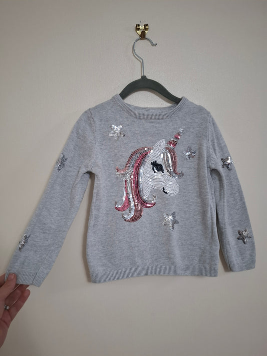 4-5y: Sequin Unicorn Jumper
