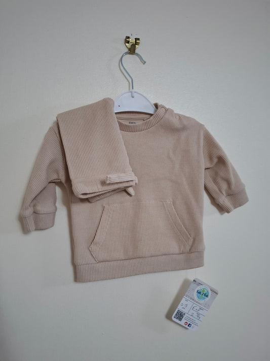 0-3m: Cream Waffle Cotton Matching Set