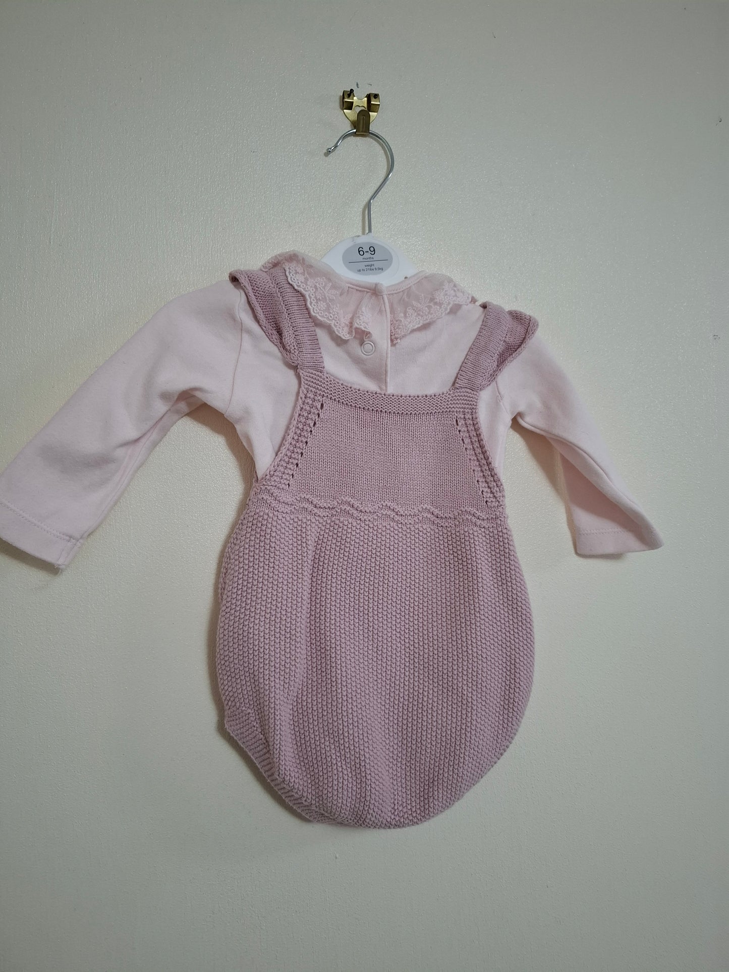 3-6m: Knitted Romper and matching Laced Vest
