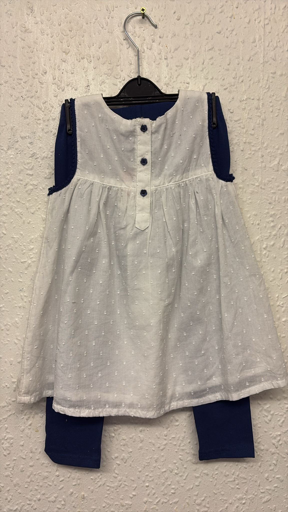 3-4y: Embroidered Cotton Tunic & Legging Set