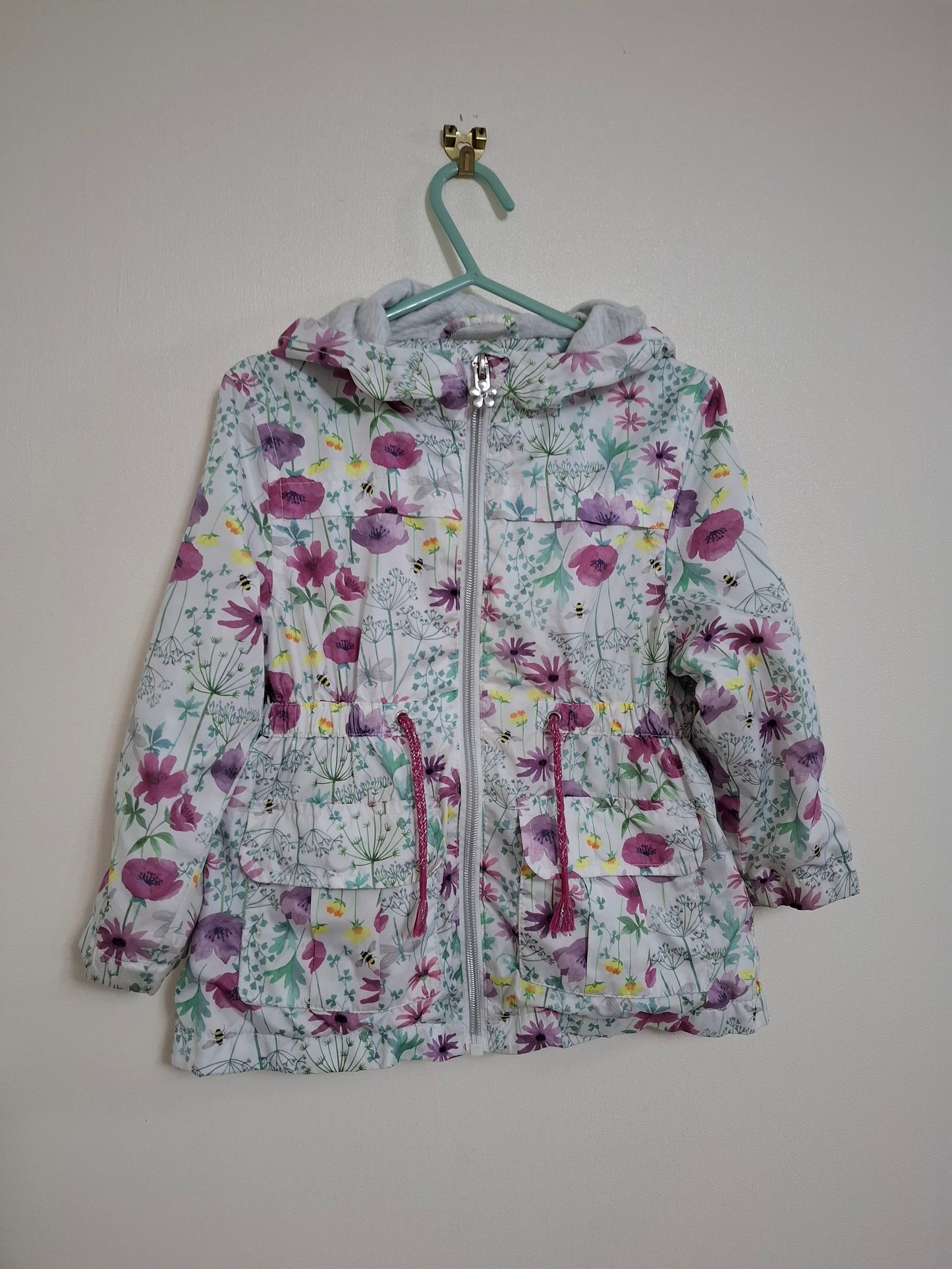 2-3y: Cotton Lined Wildflower Waterproof Jacket