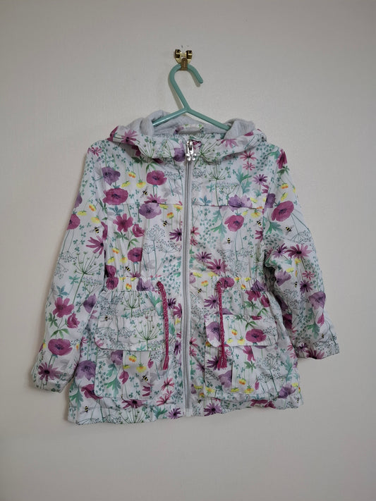 2-3y: Cotton Lined Wildflower Waterproof Jacket