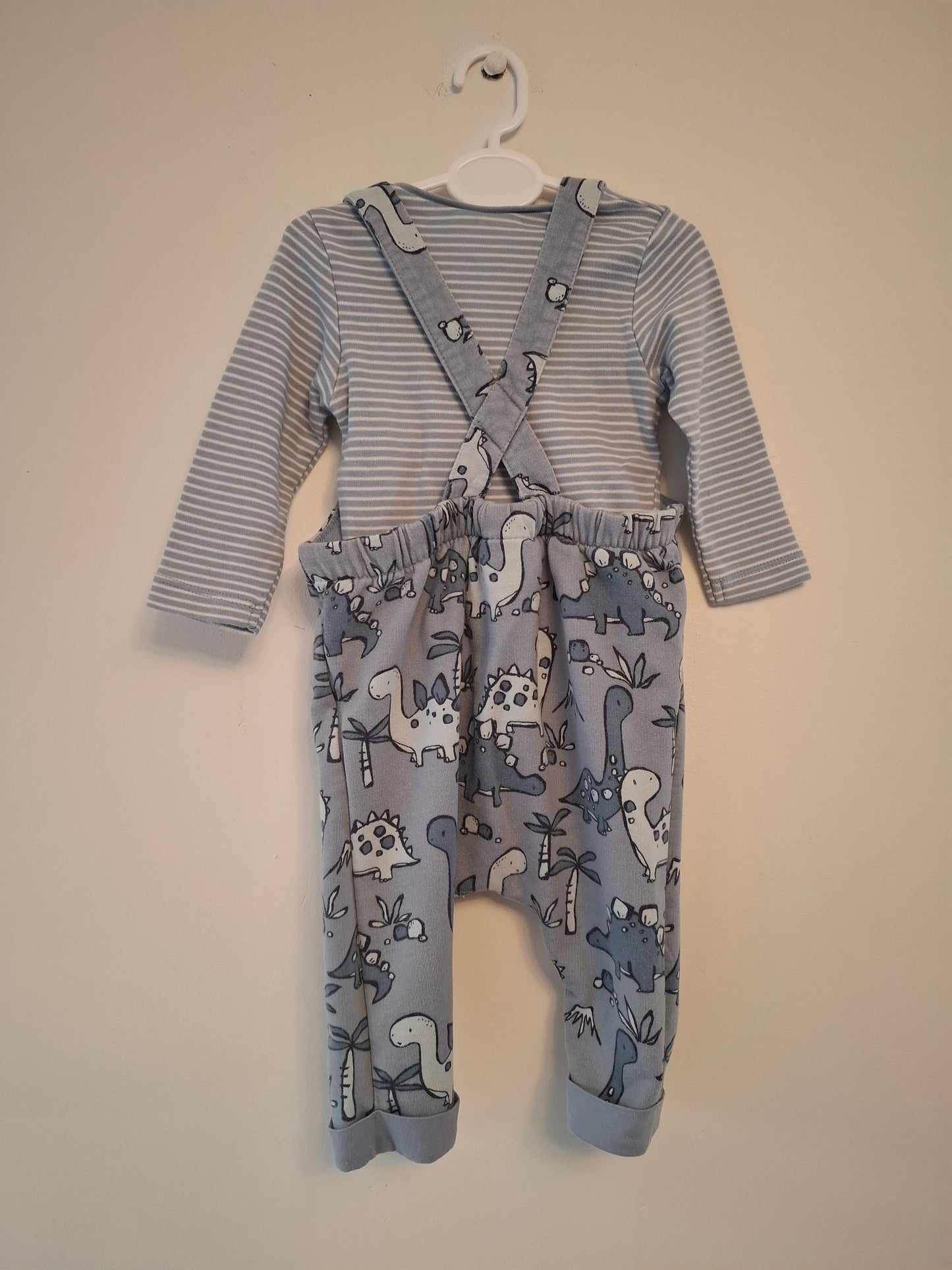 3-6m: Next Dino Dungaree Set