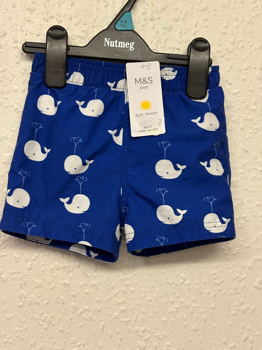 12-18m: BNWT M&S Swim Shorts (integrated nappy)