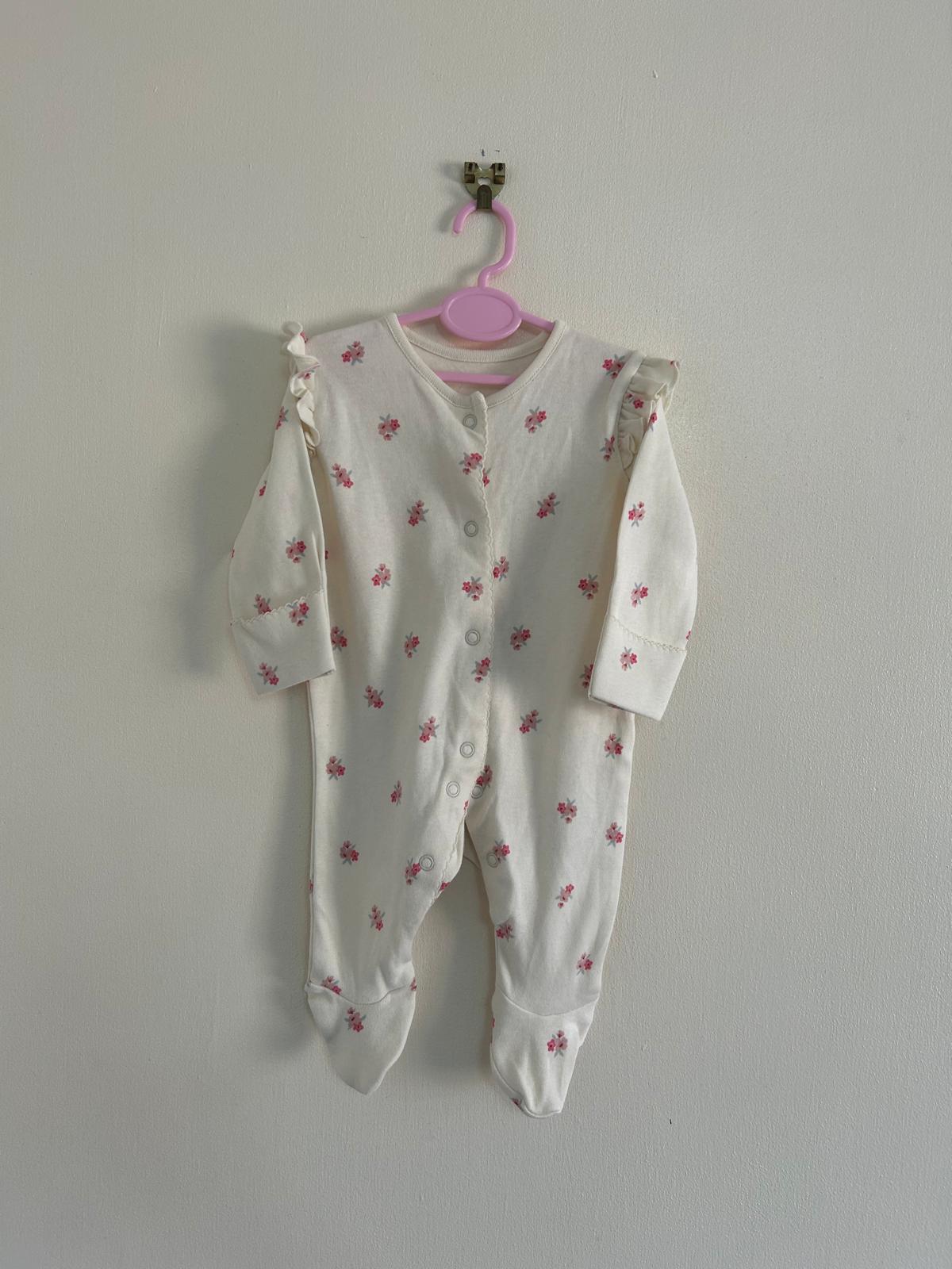 First Size: Cream Floral Sleepsuit