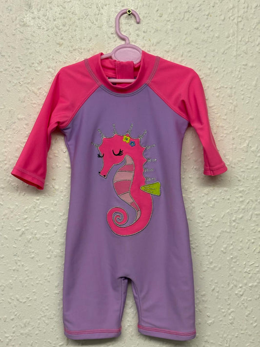 3-6m: Colourful Seahorse All-in-one Swimsuit