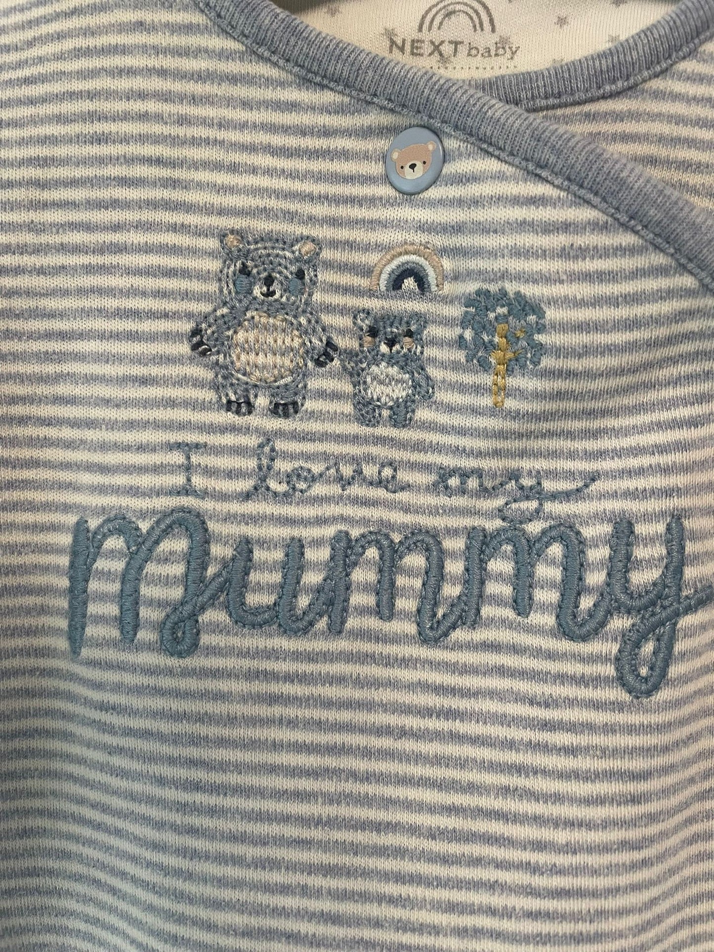 0-3m: Next "I Love My Mummy" Embroidered Sleepsuit