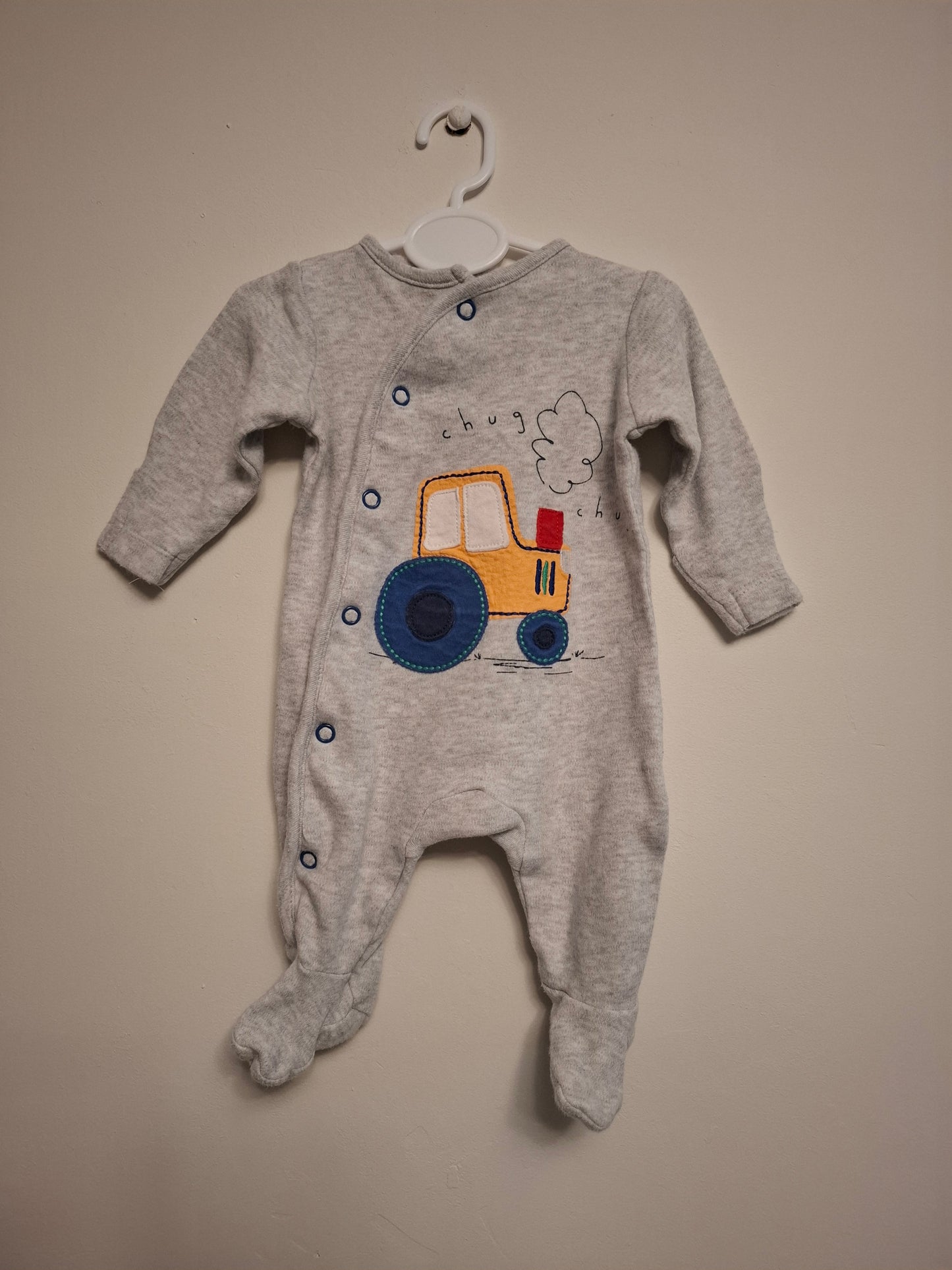 New Baby ( 7.5lb): Set of 2 Tractor Sleepsuits