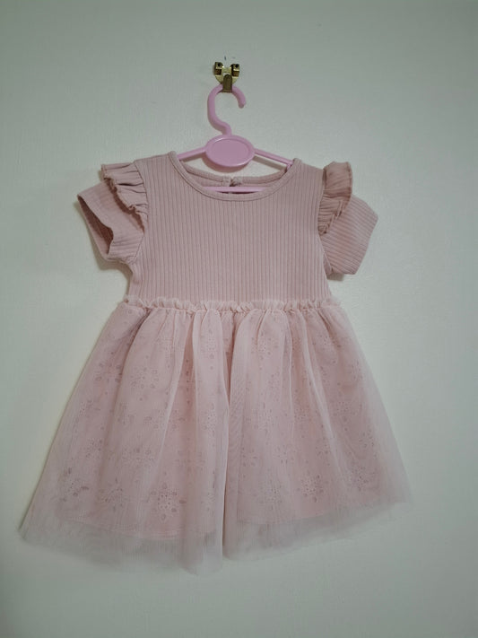 9-12m: Pastel Pink Netted Dress
