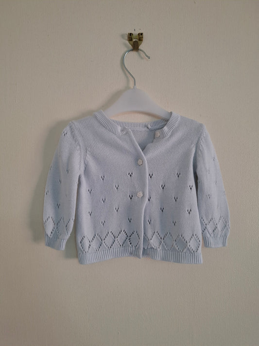 0-3m: Delicate Pale Blue Cardigan