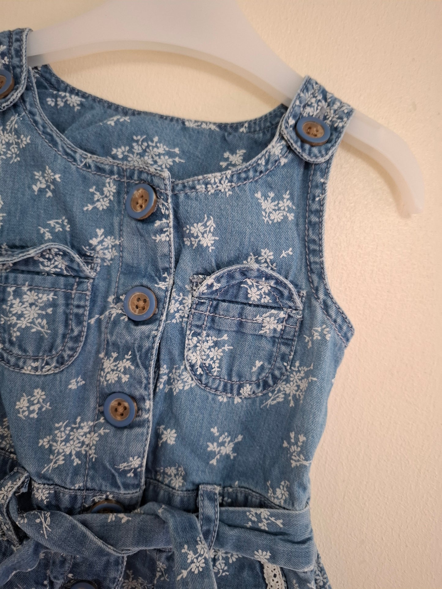 3-6m: Soft Denim Playsuit