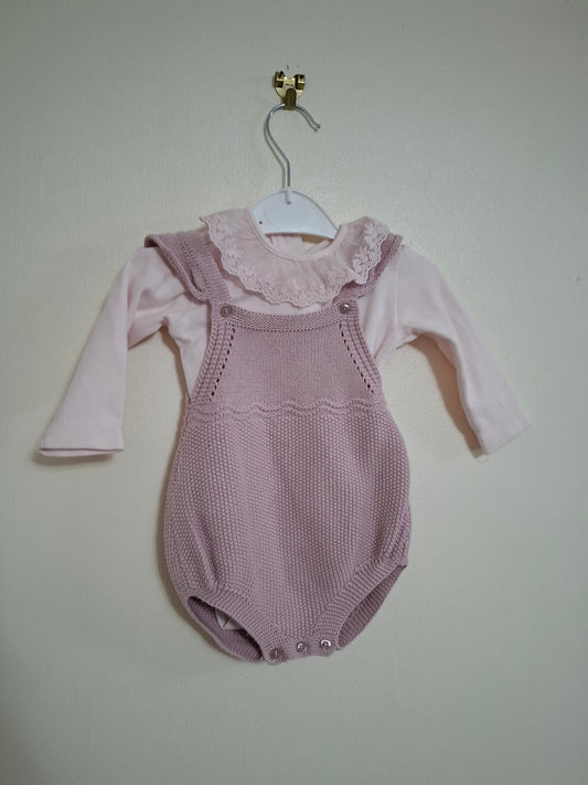 3-6m: Knitted Romper and matching Laced Vest