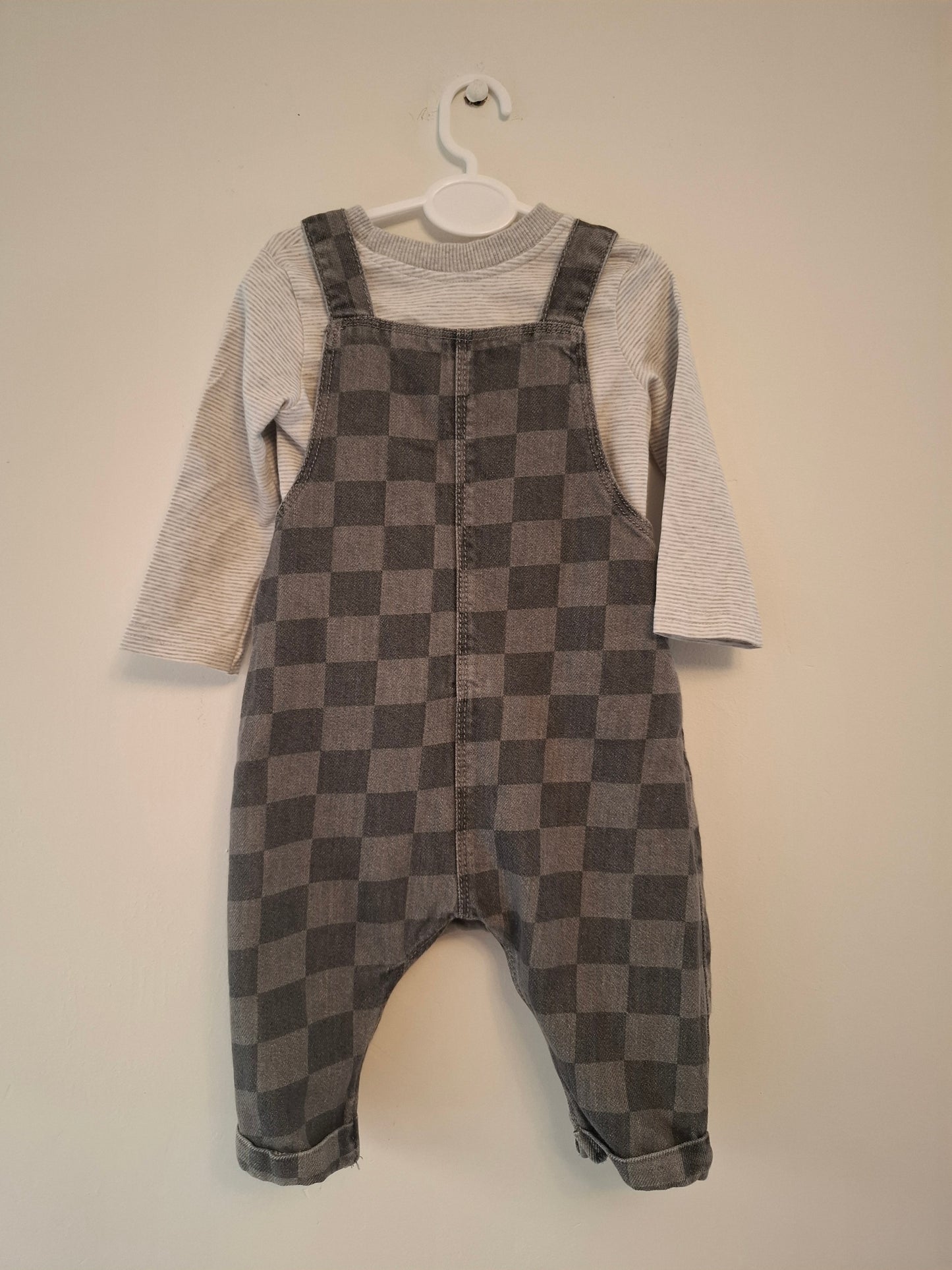 3-6m: Next Soft Denim Dungaree Set