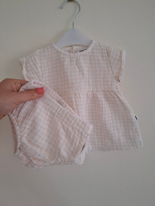 0-3m: Rabbit & Bear Organic Cotton Dress & Matching Knickers