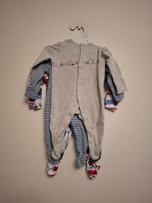 Up to 1m: Set of 3 Sleepsuits