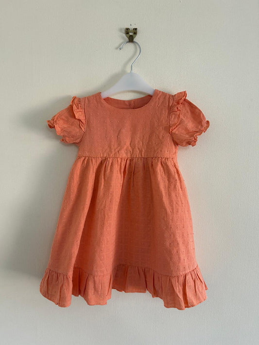 12-18m: Coral Cotton Dress