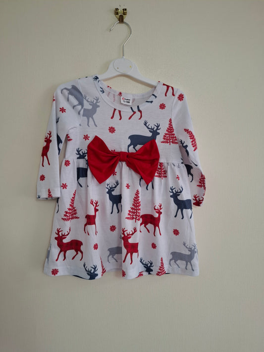 12-18m: Christmas Dress with Bow Detail