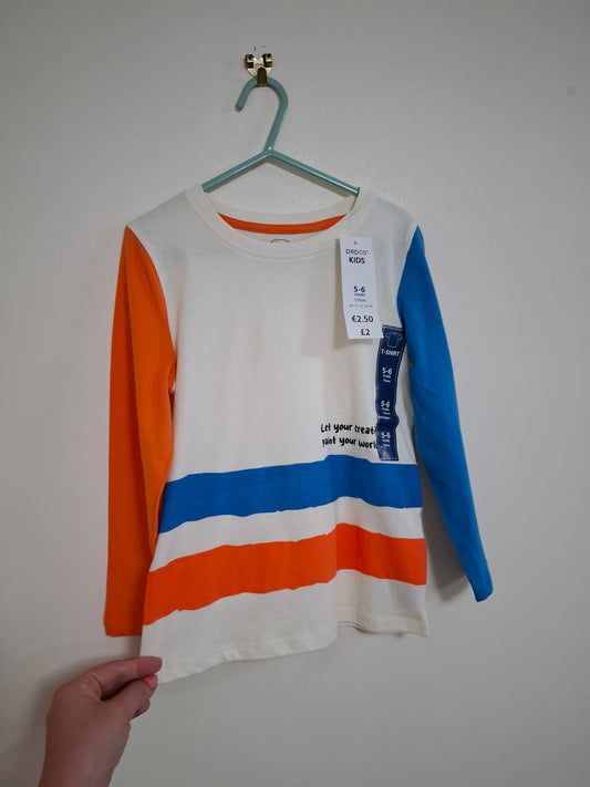 5-6y: BNWT "Let Your Creativity Paint Your World" Long Sleeved Top