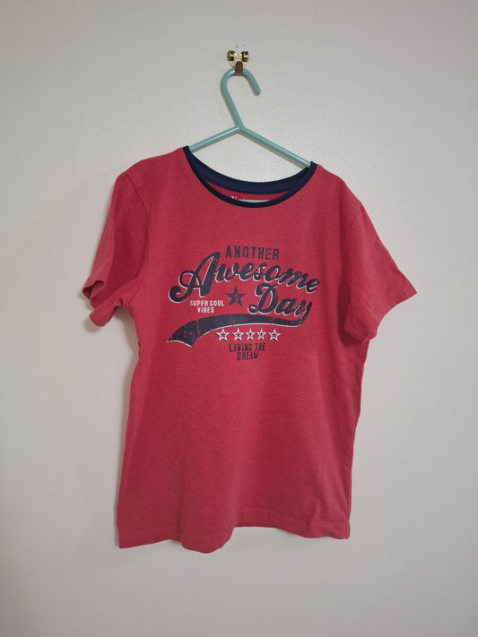 9-10y: Red Printed T-shirt