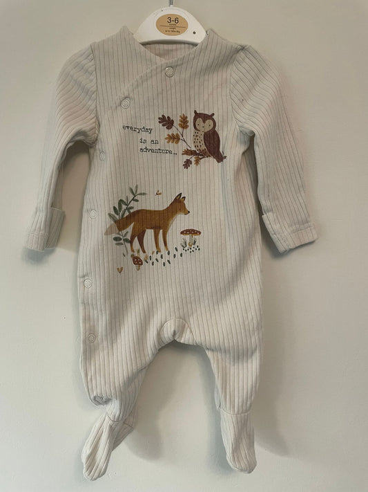 0-3m: Woodland Ribbed Sleepsuit