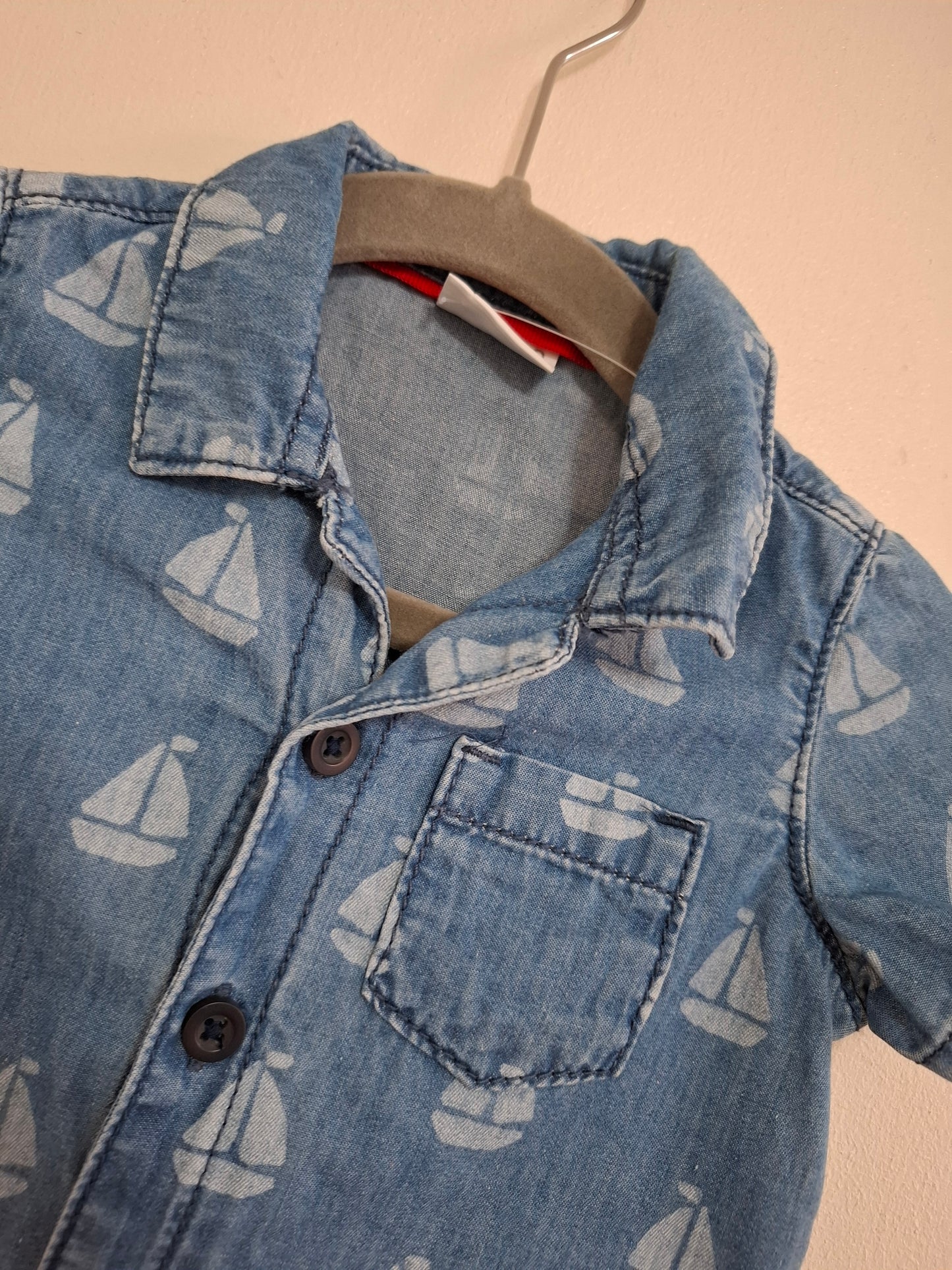 3-6m: Soft Denim Short sleeved Shirt
