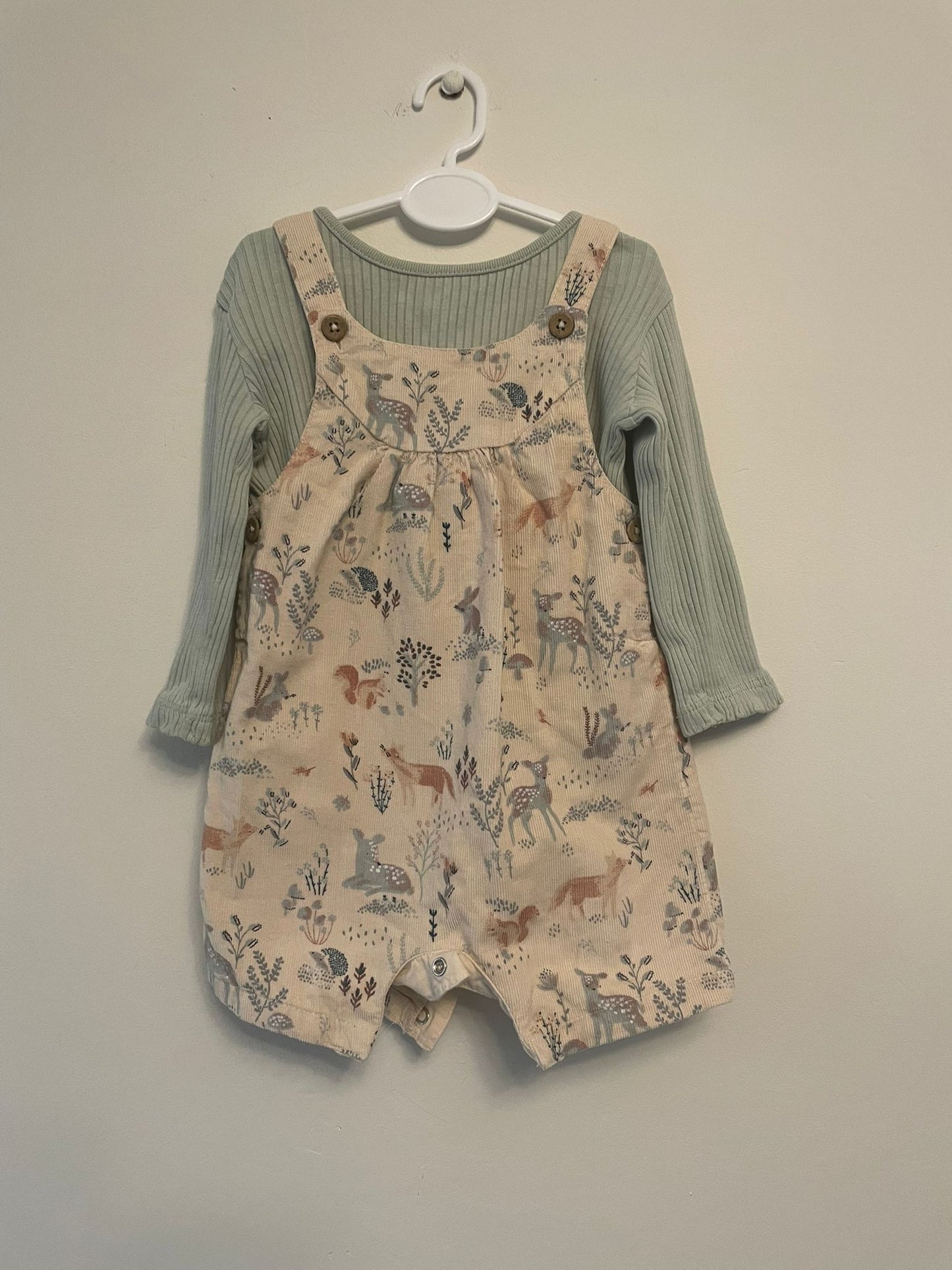 3-6m: Corduroy Pinafore Set