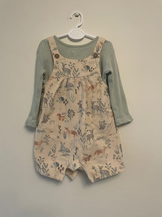 3-6m: Corduroy Pinafore Set