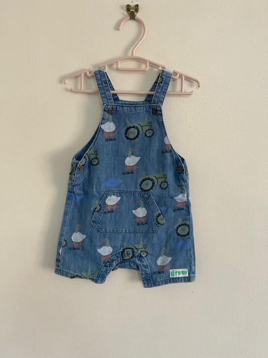 9-12m: Soft Denim Farm Themed Dungerees