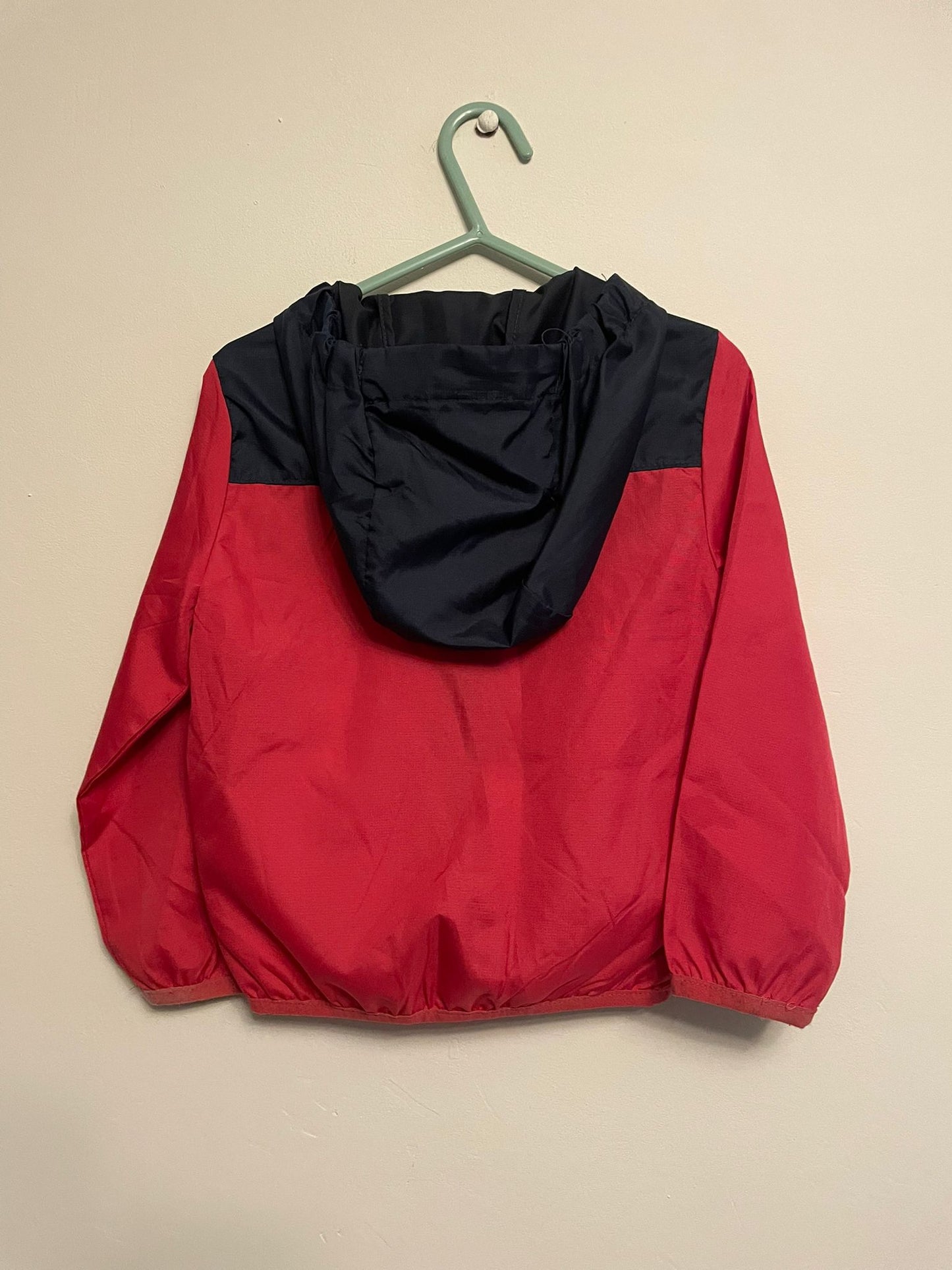 3-4y: Crane Red & Navy Waterproof Coat